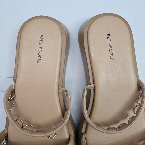 NEW Free People Midas Touch Sandal Womens 8.5 Tan Leather Flatform Slide Boho - Picture 7 of 12